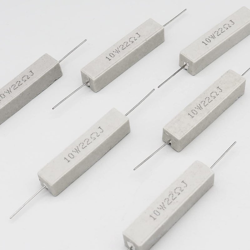 Dimlove 10W 22 5% Cement Resistor, 10 Pack, Axial Lead, White, 50x10x10mm, 15mm Lead, 0.8mm Diameter, Ceramic, Metal, Through-Hole Mount, Single Resistor - Image 5
